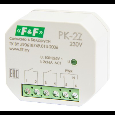 PK-2Z/230 100-265 AC/DC, 16А, 2 замыкающих, для установки в монтажную коробку O 60мм EA06.001.049 PK-2Z/230 100-265 AC/DC, 16А, 2 замыкающих, для установки в монтажную коробку O 60мм EA06.001.049