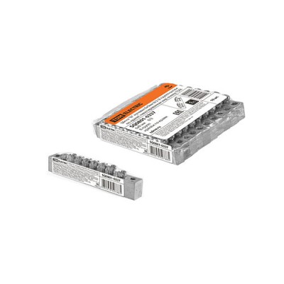 Шина "N" нулевая 6х9мм 8/2 (8 групп/крепеж по краям) никелированная инд. стикер TDM Шина "N" нулевая 6х9мм 8/2 (8 групп/крепеж по краям) никелированная инд. стикер TDM