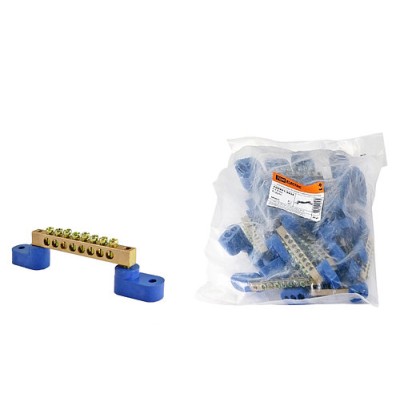 Шина "N" нулевая 6х9мм на двух угл. изоляторах 8 групп TDM Шина "N" нулевая 6х9мм на двух угл. изоляторах 8 групп TDM