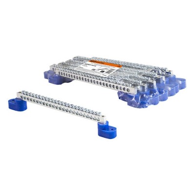 Шина "N" нулевая 6х9мм на двух угл. изоляторах 24 групп никелированная TDM Шина "N" нулевая 6х9мм на двух угл. изоляторах 24 групп никелированная TDM