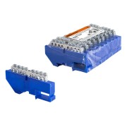 Шина "N" нулевая с изолятором на DIN-рейку 6x9мм стойка бол. 8 групп никелированная TDM