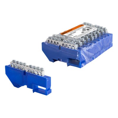 Шина "N" нулевая с изолятором на DIN-рейку 6x9мм стойка бол. 8 групп никелированная TDM Шина "N" нулевая с изолятором на DIN-рейку 6x9мм стойка бол. 8 групп никелированная TDM