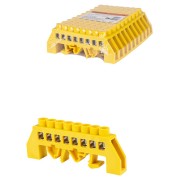 Шина "PE" "земля" в желтом изоляторе на DIN-рейку 8x12мм 8 групп TDM