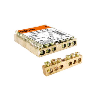 Шина "N" нулевая 8х12мм 6/1 (6 групп/крепеж по центру) TDM Шина "N" нулевая 8х12мм 6/1 (6 групп/крепеж по центру) TDM