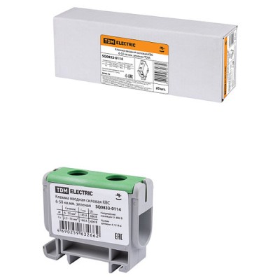 Клемма вводная силовая КВС 6-50 кв.мм. зеленая TDM Клемма вводная силовая КВС 6-50 кв.мм. зеленая TDM