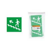 Знак "Направление к эвакуационному выходу (по лестнице налево вверх)" 150х150мм TDM