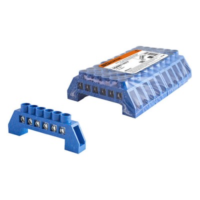 Шина "N" нулевая в изоляторе 6х9мм 6 групп никелированная TDM Шина "N" нулевая в изоляторе 6х9мм 6 групп никелированная TDM