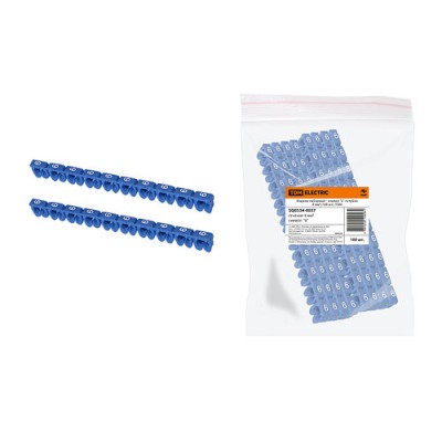 Маркер наборный - символ "6" голубой 4 мм2 (100 шт.) TDM Маркер наборный - символ "6" голубой 4 мм2 (100 шт.) TDM