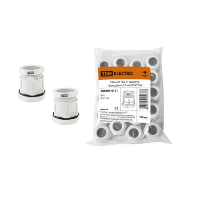Сальник PGL 11 диаметр проводника 6-7 мм IP54 TDM Сальник PGL 11 диаметр проводника 6-7 мм IP54 TDM