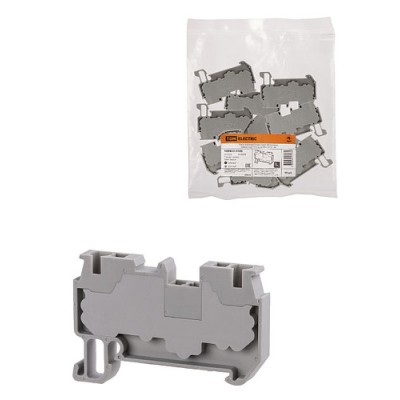 Зажим клеммный безвинтовой ЗКБ быстрого зажима 4 мм2 32А серый (Ph-C PT 4) TDM Зажим клеммный безвинтовой ЗКБ быстрого зажима 4 мм2 32А серый (Ph-C PT 4) TDM