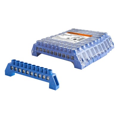 Шина "N" нулевая в изоляторе 6х9мм 10 групп никелированная TDM Шина "N" нулевая в изоляторе 6х9мм 10 групп никелированная TDM