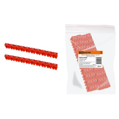 Маркер наборный - символ "2" красный 6 мм2 (100 шт.) TDM Маркер наборный - символ "2" красный 6 мм2 (100 шт.) TDM