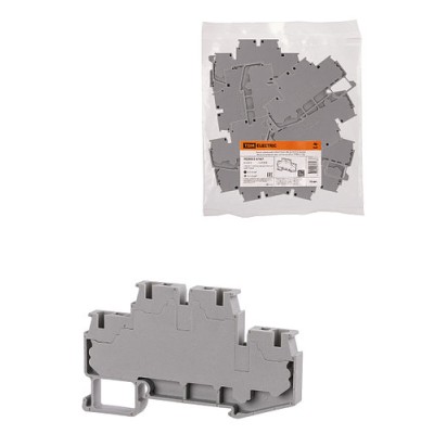 Зажим клеммный безвинтовой ЗКБ быстрого зажима двухуровневый 4 мм2 32А серый (Ph-C PTTB 4) TDM Зажим клеммный безвинтовой ЗКБ быстрого зажима двухуровневый 4 мм2 32А серый (Ph-C PTTB 4) TDM