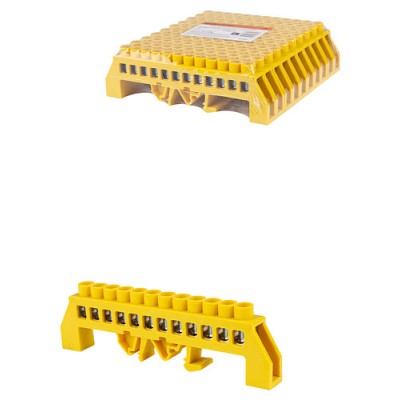 Шина "PE" "земля" в желтом изоляторе на DIN-рейку 8x12мм 12 групп TDM Шина "PE" "земля" в желтом изоляторе на DIN-рейку 8x12мм 12 групп TDM