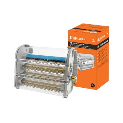 Распределительный блок на DIN-рейку РБ-160 4П 160А (4 шины 2x9+2x8+7x7+1x12) TDM Распределительный блок на DIN-рейку РБ-160 4П 160А (4 шины 2x9+2x8+7x7+1x12) TDM