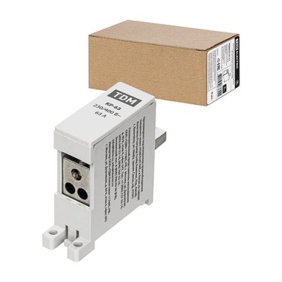 Клемма распределительная на DIN-рейку КР-63 1П 63А (3х10мм²) TDM Клемма распределительная на DIN-рейку КР-63 1П 63А (3х10мм²) TDM