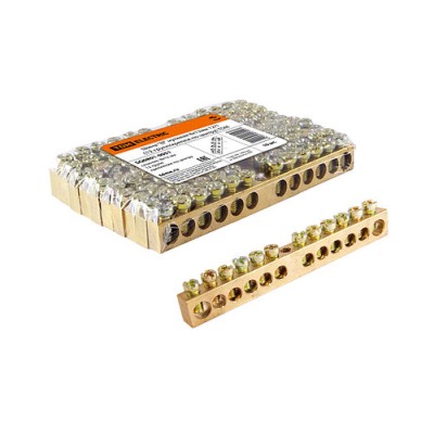 Шина "N" нулевая 8х12мм 12/1 (12 групп/крепеж по центру) TDM Шина "N" нулевая 8х12мм 12/1 (12 групп/крепеж по центру) TDM