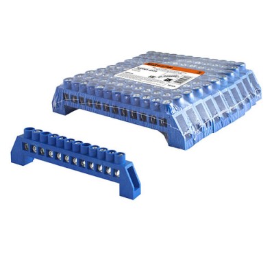 Шина "N" нулевая в изоляторе 6х9мм 12 групп никелированная TDM Шина "N" нулевая в изоляторе 6х9мм 12 групп никелированная TDM