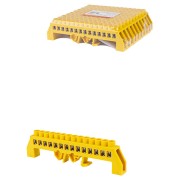 Шина "PE" "земля" в желтом изоляторе на DIN-рейку 8x12мм 14 групп TDM