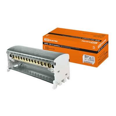 Модульный распределительный блок на DIN-рейку МРБ-125 2П 125А 2х15 групп TDM Модульный распределительный блок на DIN-рейку МРБ-125 2П 125А 2х15 групп TDM