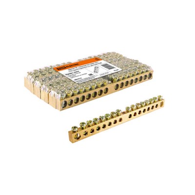 Шина "N" нулевая 8х12мм 16/1 (16 групп/крепеж по центру) TDM Шина "N" нулевая 8х12мм 16/1 (16 групп/крепеж по центру) TDM