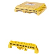 Шина "PE" "земля" в желтом изоляторе на DIN-рейку 8x12мм 16 групп TDM