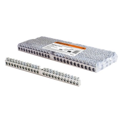 Шина "N" нулевая 6х9мм 24/1 (24 группы/крепеж по центру) никелированная TDM Шина "N" нулевая 6х9мм 24/1 (24 группы/крепеж по центру) никелированная TDM