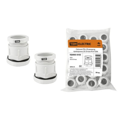 Сальник PGL 29 диаметр проводника 20-24 мм IP54 TDM Сальник PGL 29 диаметр проводника 20-24 мм IP54 TDM