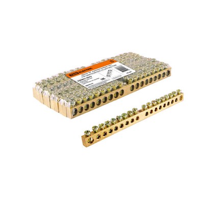 Шина "N" нулевая 6х9мм 18/1 (18 групп/крепеж по центру) TDM Шина "N" нулевая 6х9мм 18/1 (18 групп/крепеж по центру) TDM