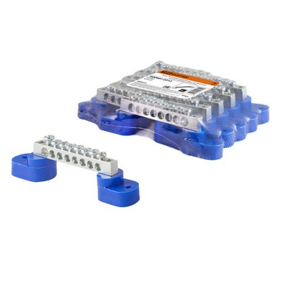 Шина "N" нулевая 6х9мм на двух угл. изоляторах 8 групп никелированная TDM Шина "N" нулевая 6х9мм на двух угл. изоляторах 8 групп никелированная TDM