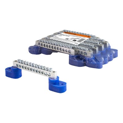 Шина "N" нулевая 6х9мм на двух угл. изоляторах 12 групп никелированная TDM Шина "N" нулевая 6х9мм на двух угл. изоляторах 12 групп никелированная TDM