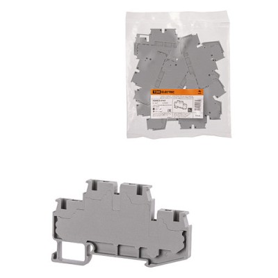 Зажим клеммный безвинтовой ЗКБ быстрого зажима двухуровневый 2,5 мм2 24А серый (Ph-C PTTB 2,5) TDM Зажим клеммный безвинтовой ЗКБ быстрого зажима двухуровневый 2,5 мм2 24А серый (Ph-C PTTB 2,5) TDM