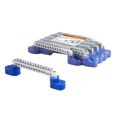 Шина "N" нулевая 6х9мм на двух угл. изоляторах 14 групп никелированная TDM Шина "N" нулевая 6х9мм на двух угл. изоляторах 14 групп никелированная TDM