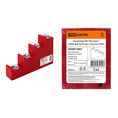 Изолятор SM "Лесенка" 300А 6кВ 4х20мм с болтом TDM Изолятор SM "Лесенка" 300А 6кВ 4х20мм с болтом TDM