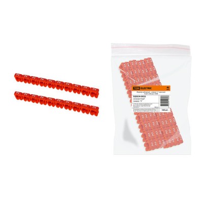 Маркер наборный - символ "2" красный 4 мм2 (100 шт.) TDM Маркер наборный - символ "2" красный 4 мм2 (100 шт.) TDM