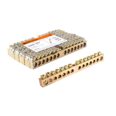 Шина "N" нулевая 6х9мм 14/1 (14групп/крепеж по центру) TDM Шина "N" нулевая 6х9мм 14/1 (14групп/крепеж по центру) TDM