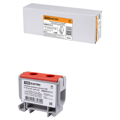 Клемма вводная силовая КВС 6-50 кв.мм. красная TDM Клемма вводная силовая КВС 6-50 кв.мм. красная TDM