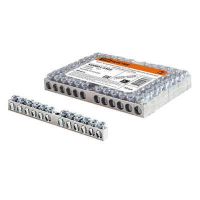 Шина "N" нулевая 6х9мм 12/1 (12 групп/крепеж по центру) никелированная TDM Шина "N" нулевая 6х9мм 12/1 (12 групп/крепеж по центру) никелированная TDM