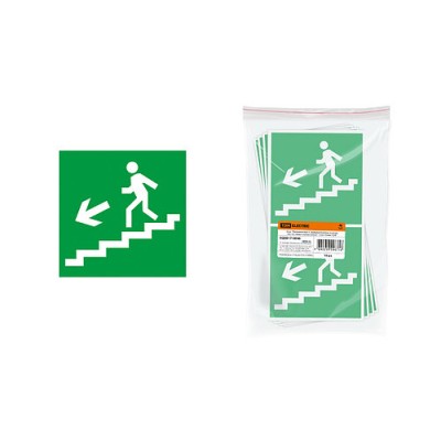 Знак "Направление к эвакуационному выходу (по лестнице налево вниз)" 150х150мм TDM Знак "Направление к эвакуационному выходу (по лестнице налево вниз)" 150х150мм TDM