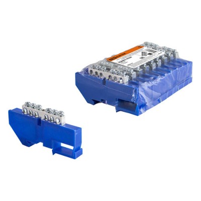 Шина "N" нулевая с изолятором на DIN-рейку 6x9мм стойка бол. 6 групп никелированная TDM Шина "N" нулевая с изолятором на DIN-рейку 6x9мм стойка бол. 6 групп никелированная TDM