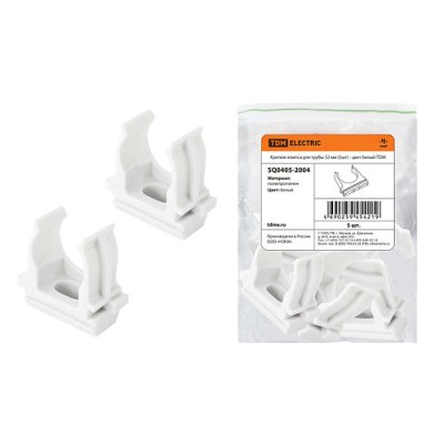 Крепеж-клипса для трубы 32 мм (5шт) - цвет белый TDM Крепеж-клипса для трубы 32 мм (5шт) - цвет белый TDM