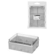 Распаячная коробка ОП 190х140х70мм, прозрач. крышка, IP55, 10 гермовводов, инд. штрихкод, TDM