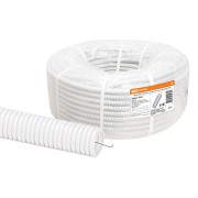 Труба гофрированная ПВХ d 32 с зондом (50 м) легкая, белая TDM