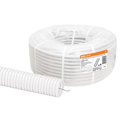 Труба гофрированная ПВХ d 32 с зондом (50 м) легкая, белая TDM Труба гофрированная ПВХ d 32 с зондом (50 м) легкая, белая TDM