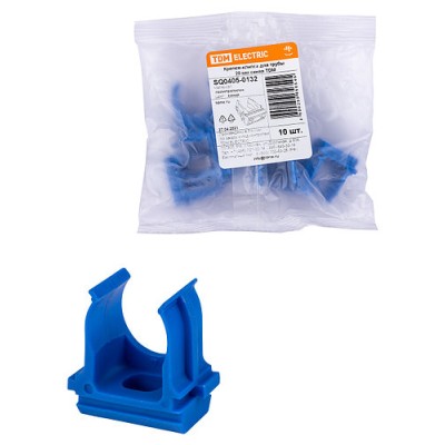 Крепеж-клипса для трубы ПНД 20 мм (10 шт.) синяя TDM Крепеж-клипса для трубы ПНД 20 мм (10 шт.) синяя TDM