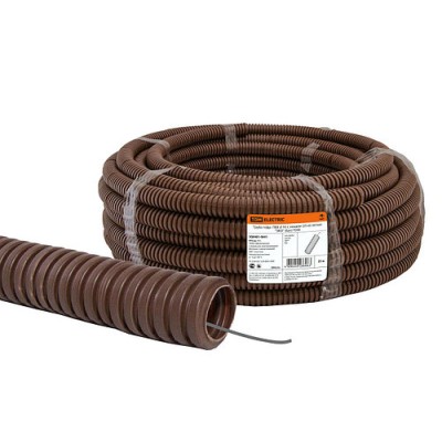 Труба гофрированная ПВХ d 16 с зондом (25 м) легкая "ЭКО" (бук) TDM Труба гофрированная ПВХ d 16 с зондом (25 м) легкая "ЭКО" (бук) TDM