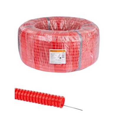 Труба гофрированная ПНД d 16 с зондом (100 м) легкая красная TDM Труба гофрированная ПНД d 16 с зондом (100 м) легкая красная TDM