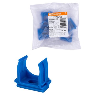 Крепеж-клипса для трубы ПНД 25 мм (10 шт.) синяя TDM Крепеж-клипса для трубы ПНД 25 мм (10 шт.) синяя TDM