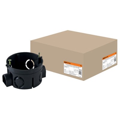 Установочная коробка СП D68х42мм, саморезы, стыковочные узлы, черная, IP20, TDM Установочная коробка СП D68х42мм, саморезы, стыковочные узлы, черная, IP20, TDM