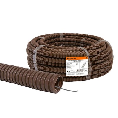 Труба гофрированная ПВХ d 20 с зондом (25 м) легкая "ЭКО" (бук) TDM Труба гофрированная ПВХ d 20 с зондом (25 м) легкая "ЭКО" (бук) TDM